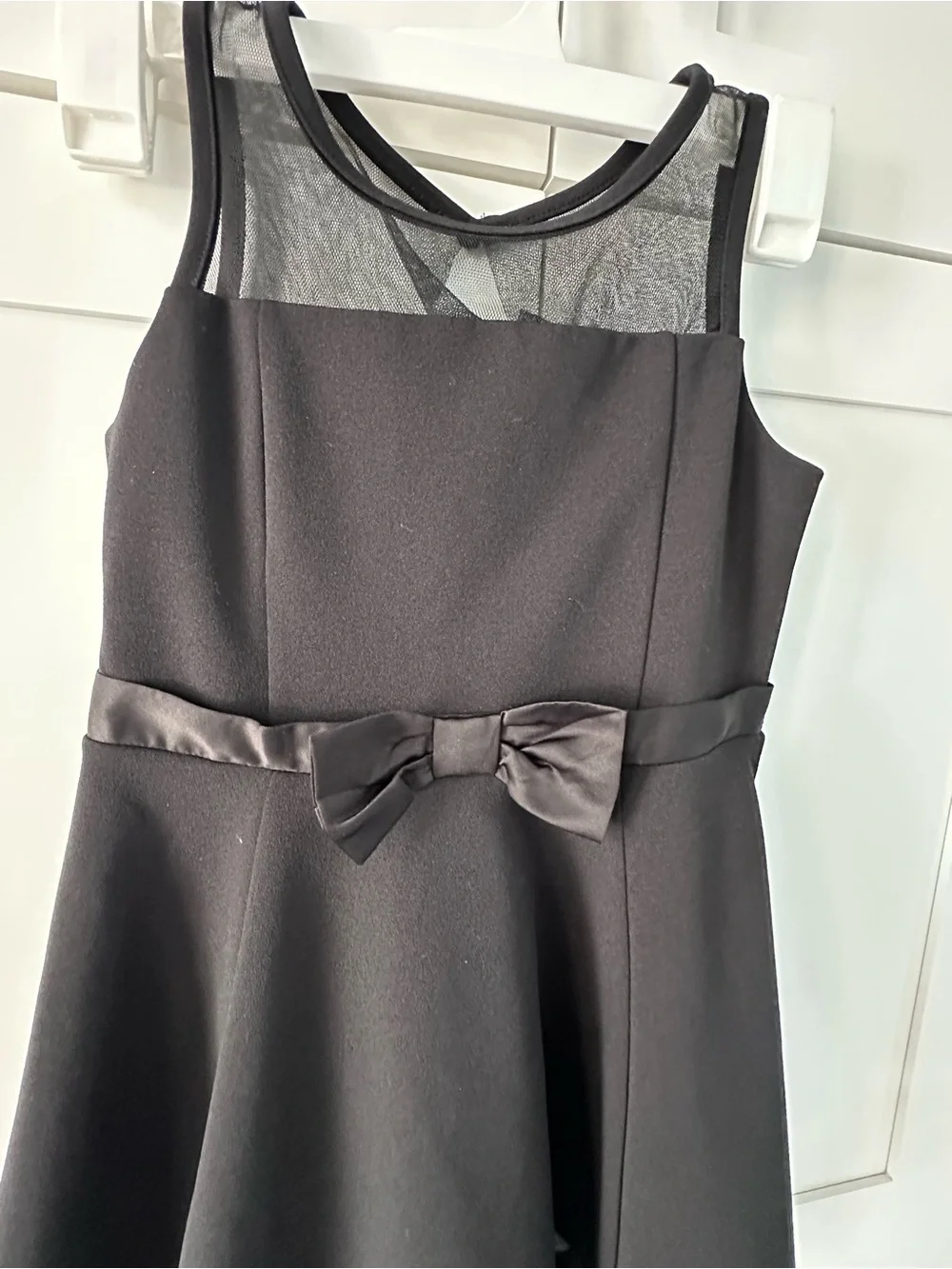 Calvin Klein Black Mesh Yoke Bow-Accent Girls' Party Dress